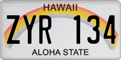 HI license plate ZYR134