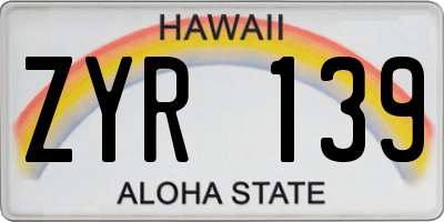 HI license plate ZYR139