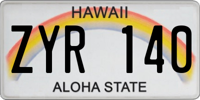 HI license plate ZYR140
