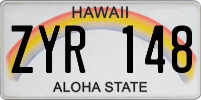 HI license plate ZYR148