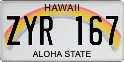 HI license plate ZYR167