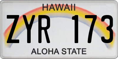 HI license plate ZYR173