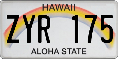 HI license plate ZYR175