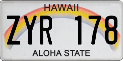 HI license plate ZYR178