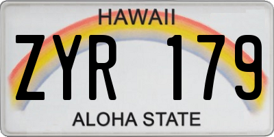 HI license plate ZYR179