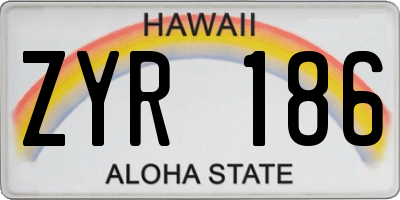 HI license plate ZYR186