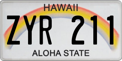 HI license plate ZYR211
