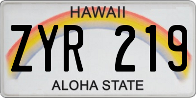 HI license plate ZYR219