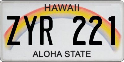 HI license plate ZYR221