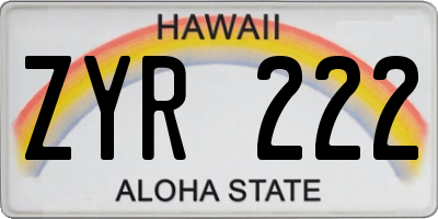 HI license plate ZYR222