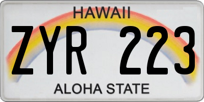 HI license plate ZYR223