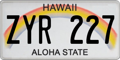 HI license plate ZYR227
