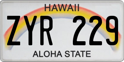 HI license plate ZYR229