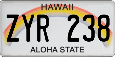 HI license plate ZYR238