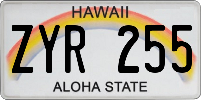 HI license plate ZYR255
