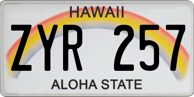 HI license plate ZYR257