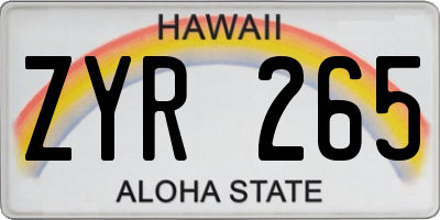 HI license plate ZYR265