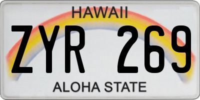 HI license plate ZYR269