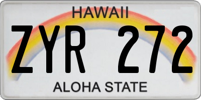 HI license plate ZYR272