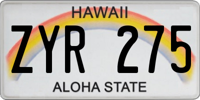 HI license plate ZYR275