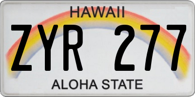 HI license plate ZYR277