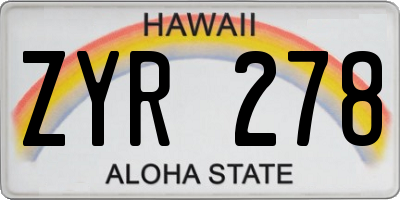 HI license plate ZYR278