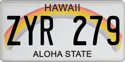 HI license plate ZYR279