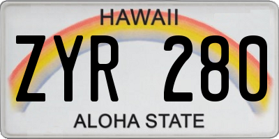 HI license plate ZYR280