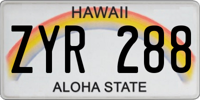 HI license plate ZYR288