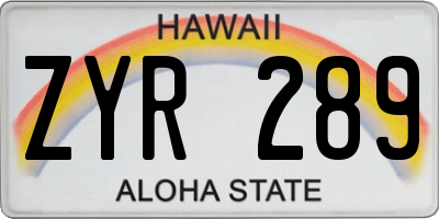 HI license plate ZYR289
