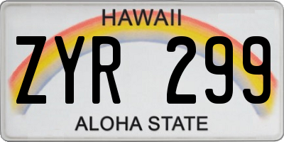 HI license plate ZYR299