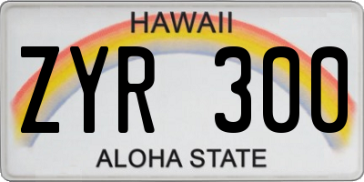 HI license plate ZYR300