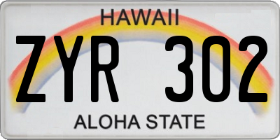 HI license plate ZYR302