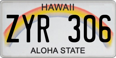 HI license plate ZYR306