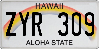HI license plate ZYR309
