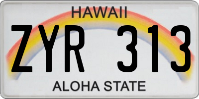 HI license plate ZYR313
