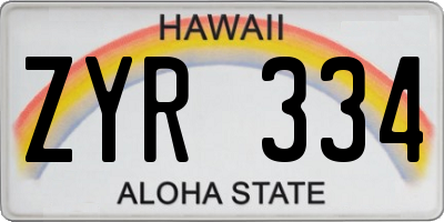HI license plate ZYR334