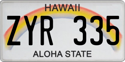 HI license plate ZYR335