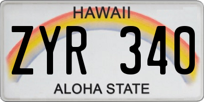 HI license plate ZYR340