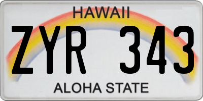 HI license plate ZYR343