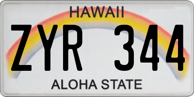 HI license plate ZYR344