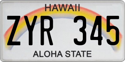 HI license plate ZYR345