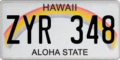 HI license plate ZYR348