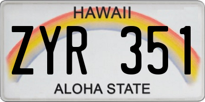 HI license plate ZYR351