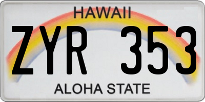 HI license plate ZYR353