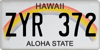HI license plate ZYR372