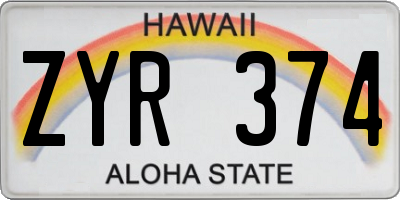 HI license plate ZYR374