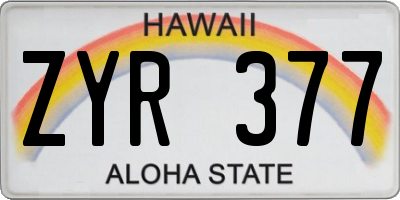 HI license plate ZYR377