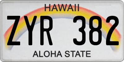 HI license plate ZYR382