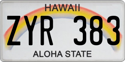 HI license plate ZYR383
